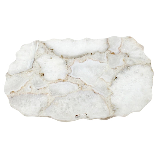 Large White Natural Organic Agate Platter