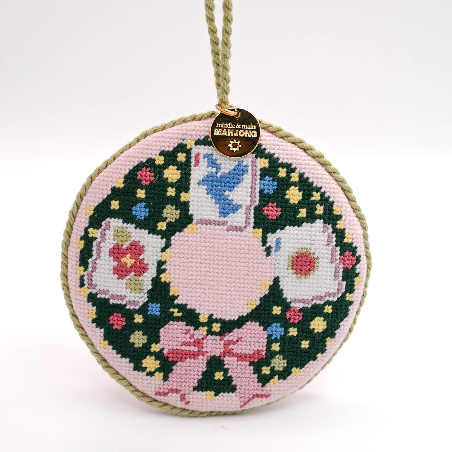 Mahjong Needlepoint Pillow Pendant
