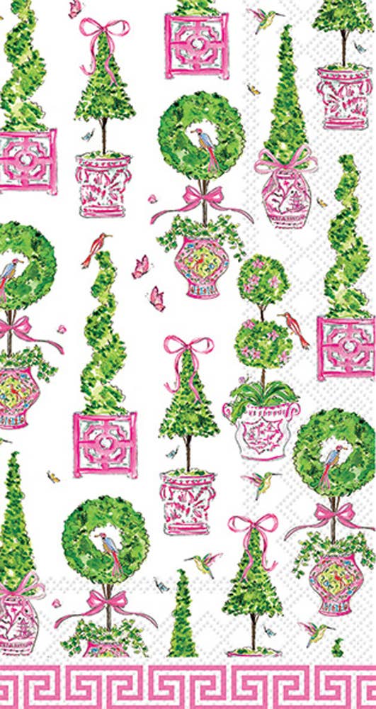 Paper Guest Towels Pink Topiaries - 16 Ct