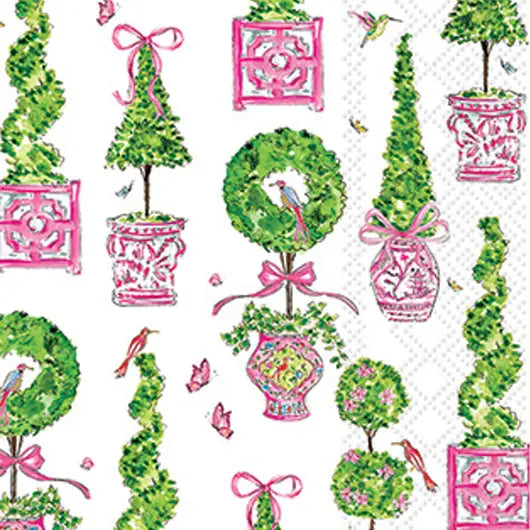 Paper Guest Towels Pink Topiaries - 16 Ct