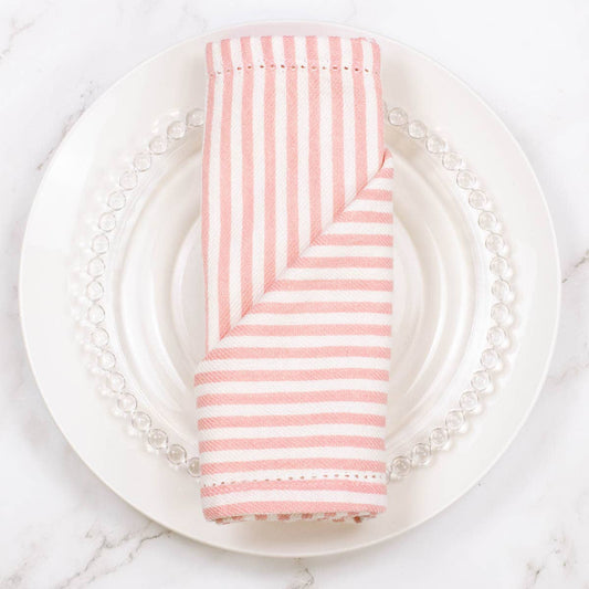 Madison Stripe Napkin - Pink/White  S/6