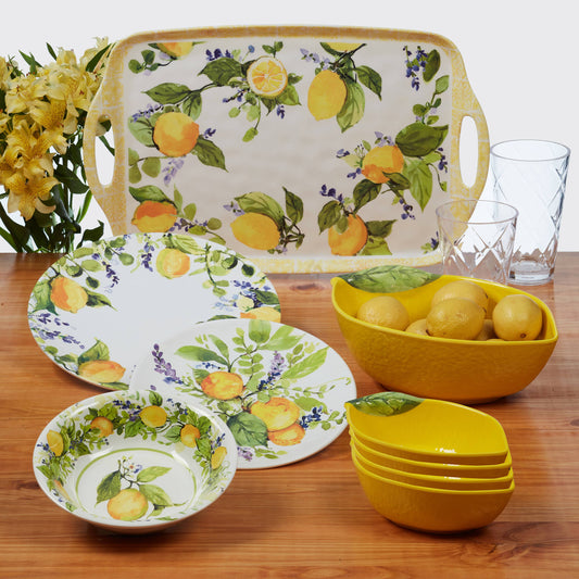 Lemon Zest Rectangular Tray-Melamine-19" x 12"