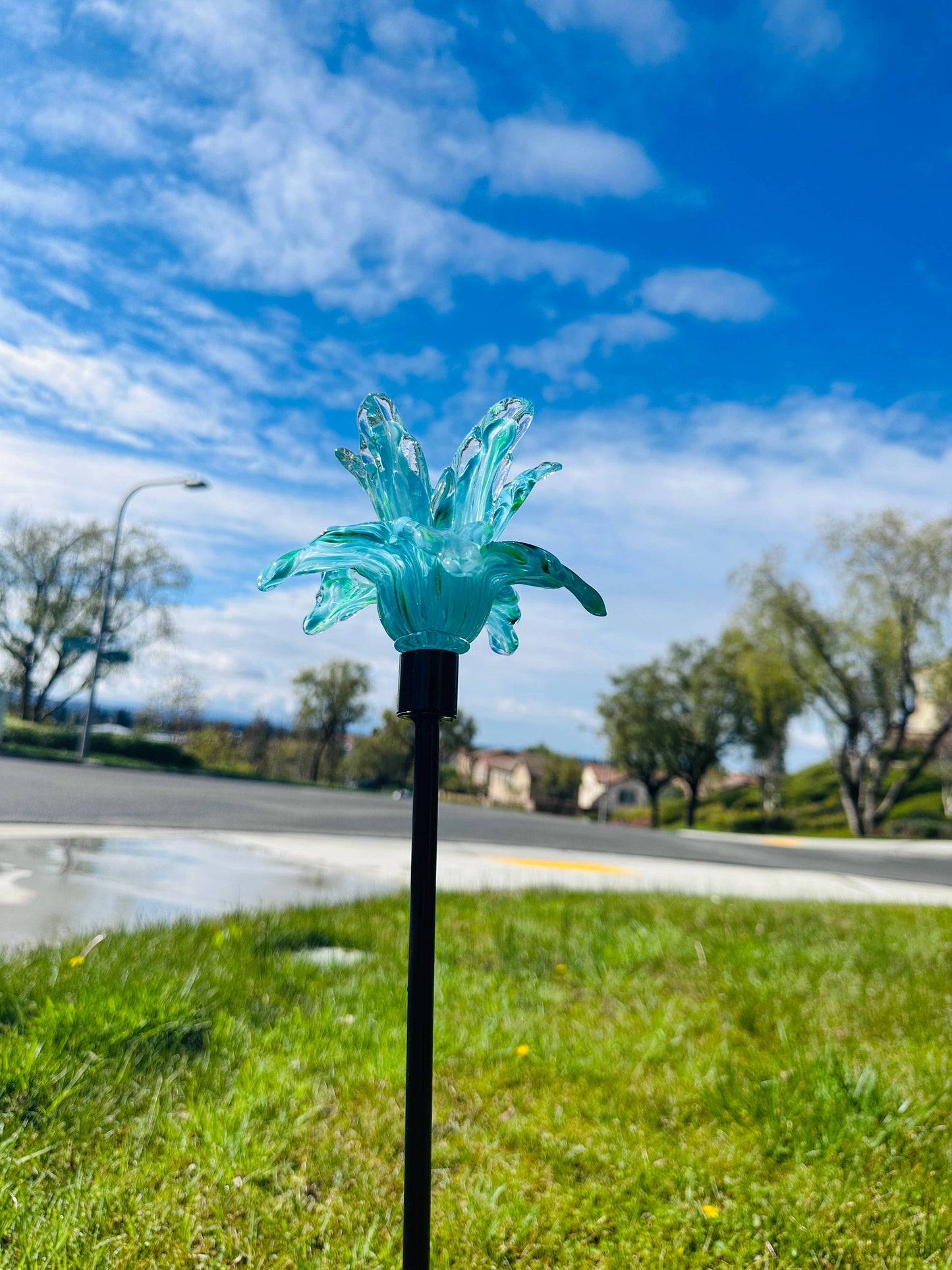 Art Glass Flower Stake Assorted