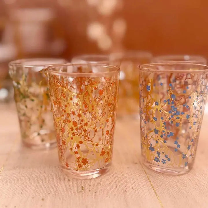 Moroccan Tea Glasses "Forrest" Design, S/6
