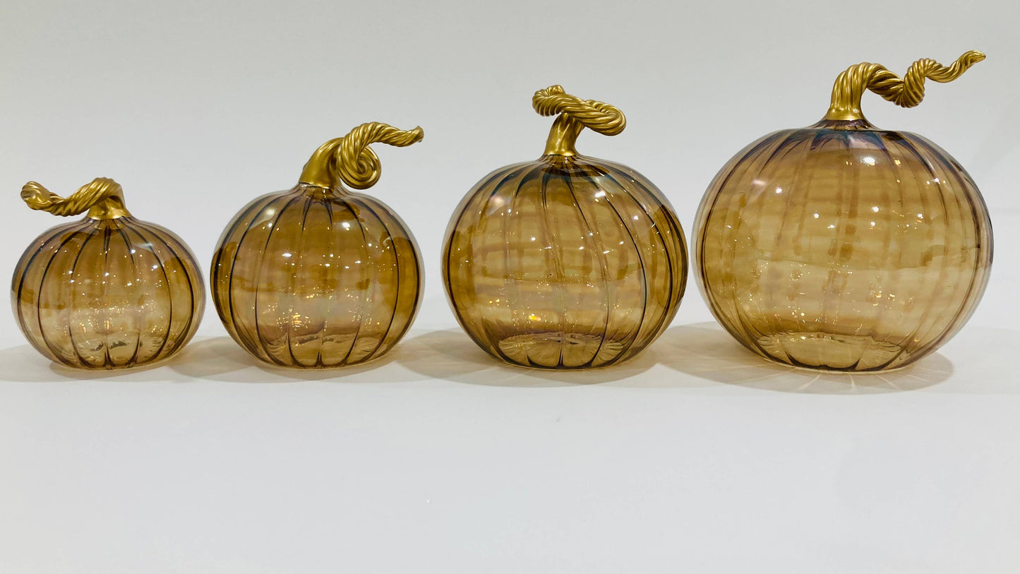 Blown Glass Pumpkin - Iridescent Cinnamon