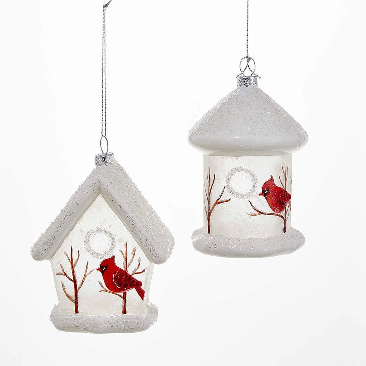 White Birdhouse w/ Cardinal