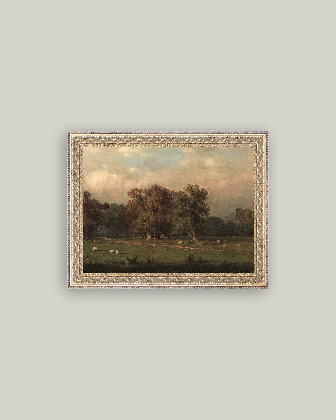 Sheep Farm Framed Antique Art: 7x5
