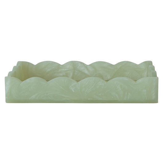 Handmade Resin Scalloped Tray-Absinthe Green