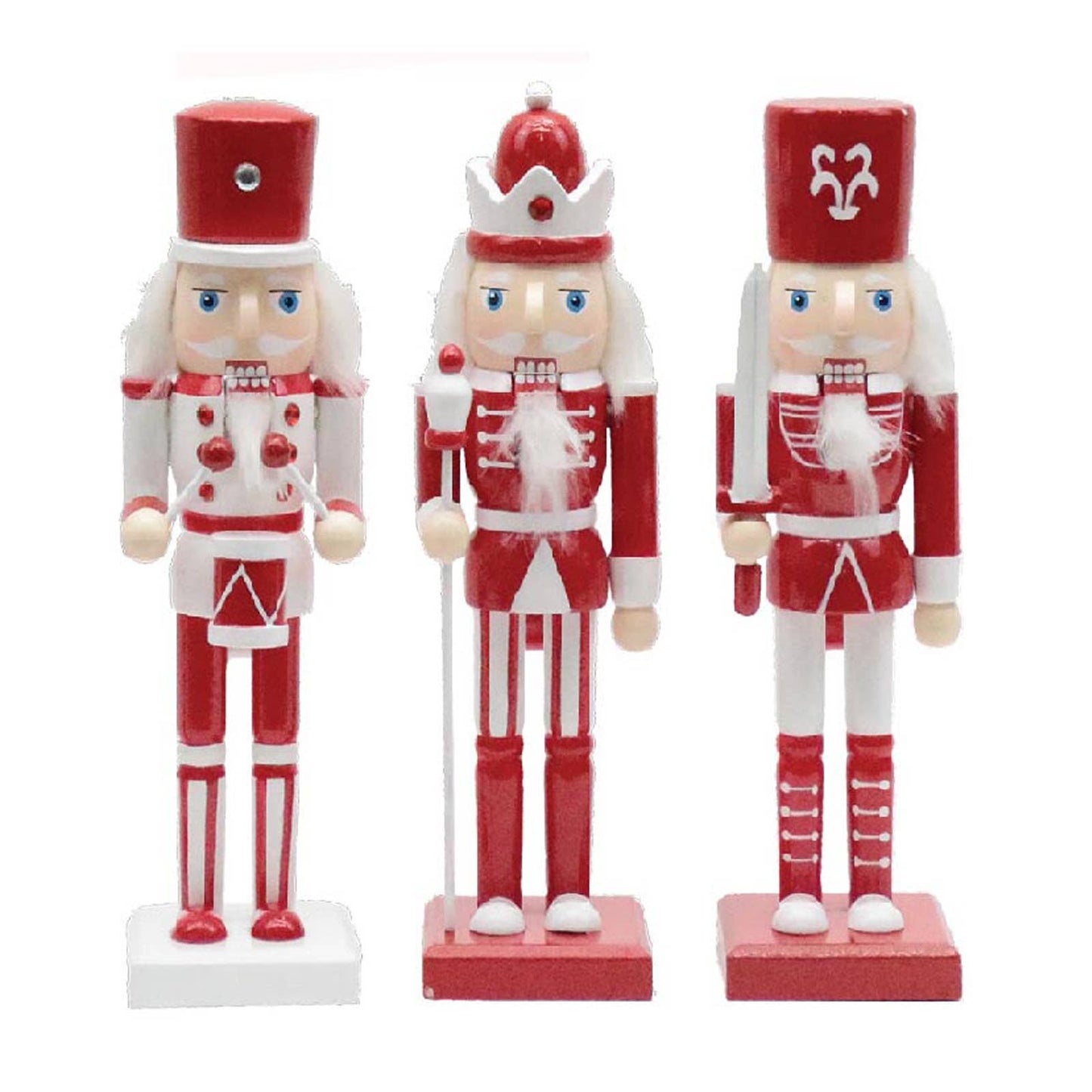 10" Red and White Nutcracker, Set of 3