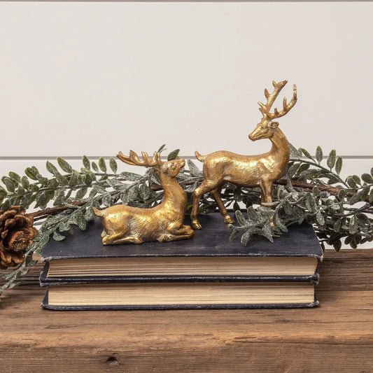 Mini Gold Deer Figurine, Set of 2