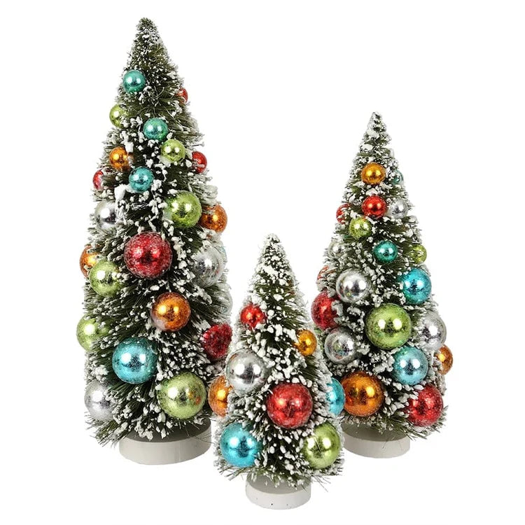 Green Bottle Brush Tree w/ Ornaments
