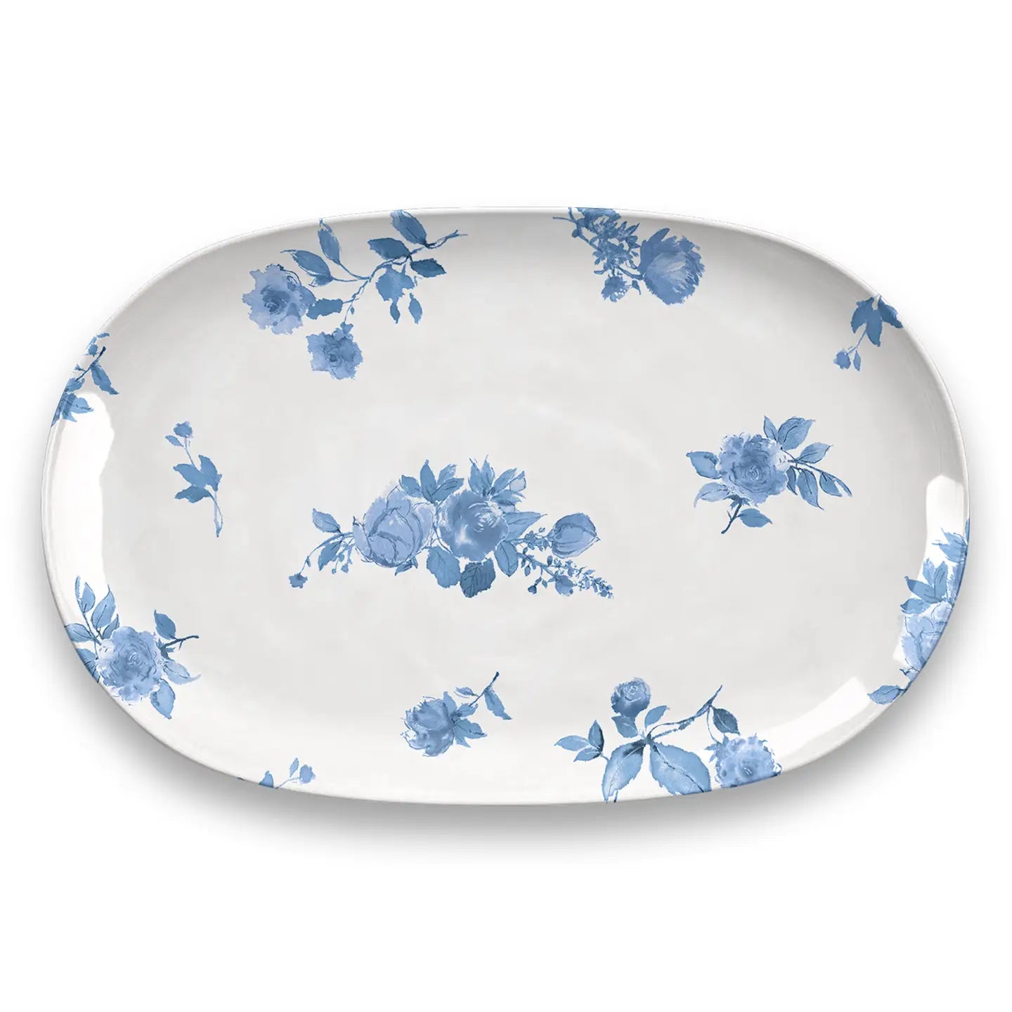 Cottage Blue Floral Platter,Large, 16.9"x10.9"