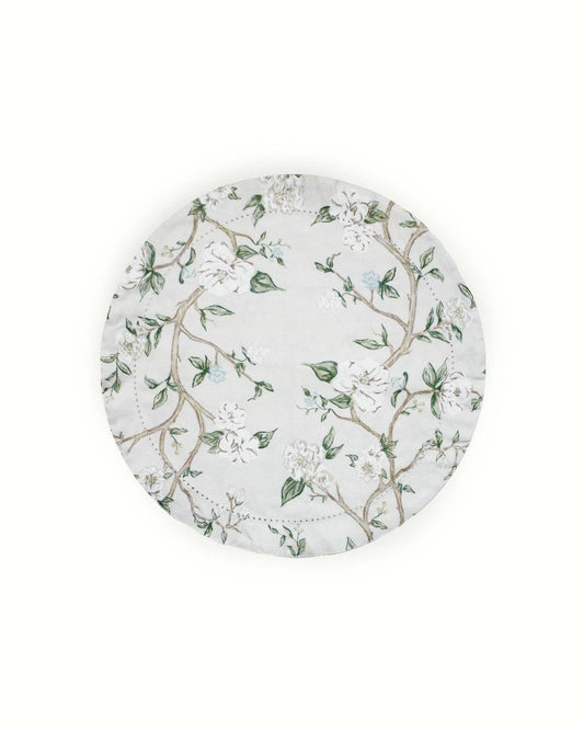 Camellia Floral Round Cotton Placemats, Set of Four