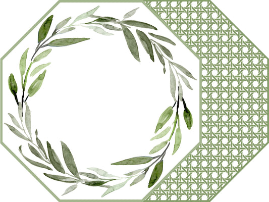 Octagonal Two Sided Watercolor Leaves: Saxon/Cane