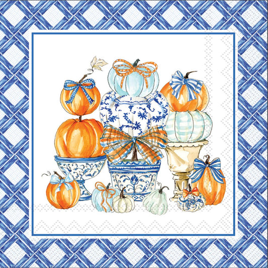 Paper Cocktail Napkin: Chinoiserie Pumpkin Topiary