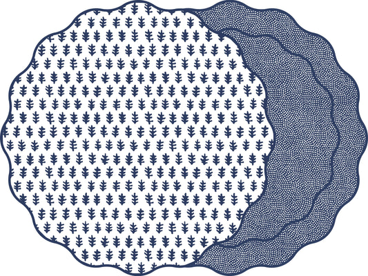 Damask & Dot Scallop Navy Placemat
