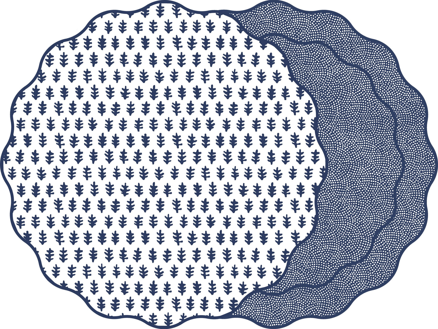 Damask & Dot Scallop Navy Placemat