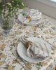 Begonia Stripe Fern Green Floral Napkins, Set of Four