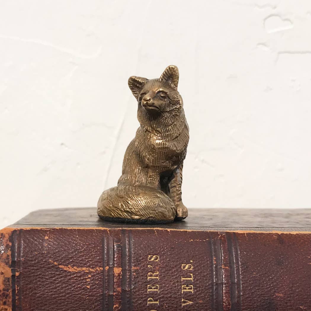 2-1/2" Antiqued Solid Brass Sitting Fox