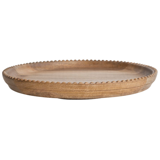Mango Wood Lazy Susan Scalloped Edge