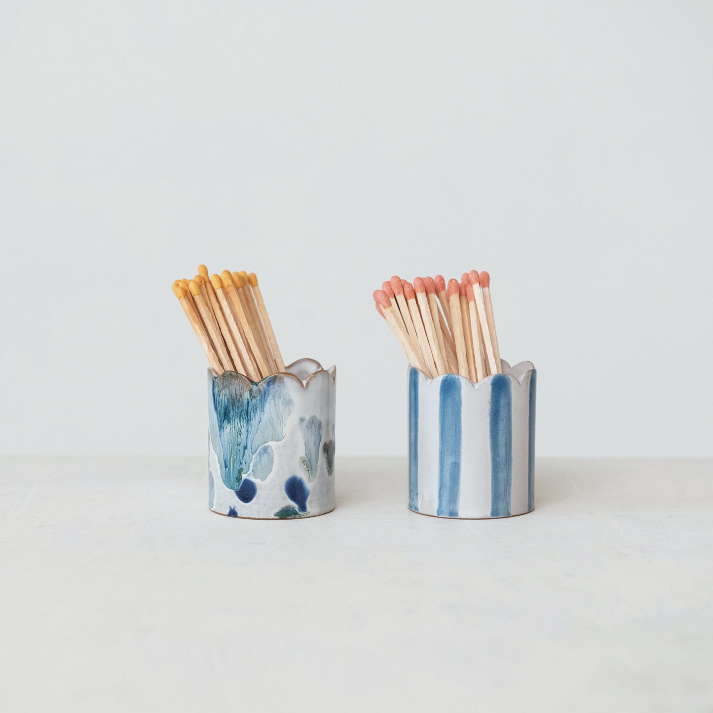 Stoneware Toothpick/ Matchstick Holder w/ Striker