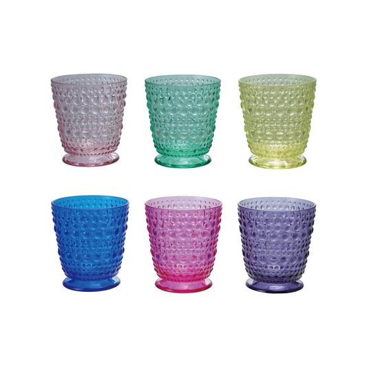 Acrylic Footed Drinking Glass, Multi S/6