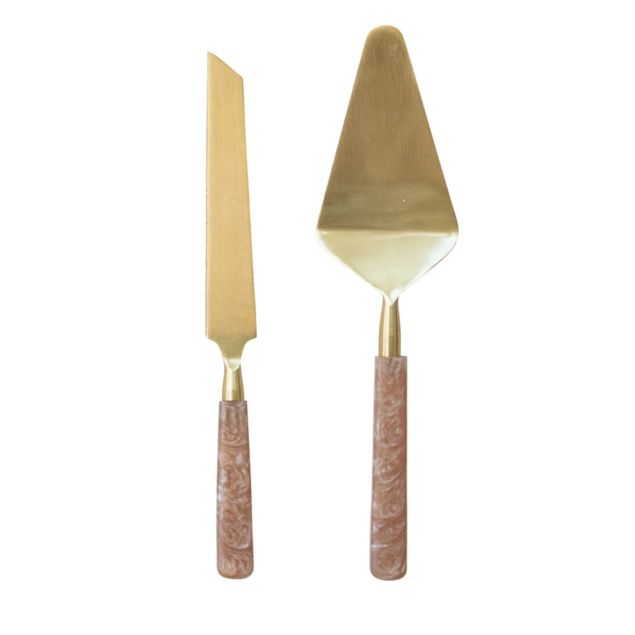 Cake Server Set w/ Marbled Resin Handles