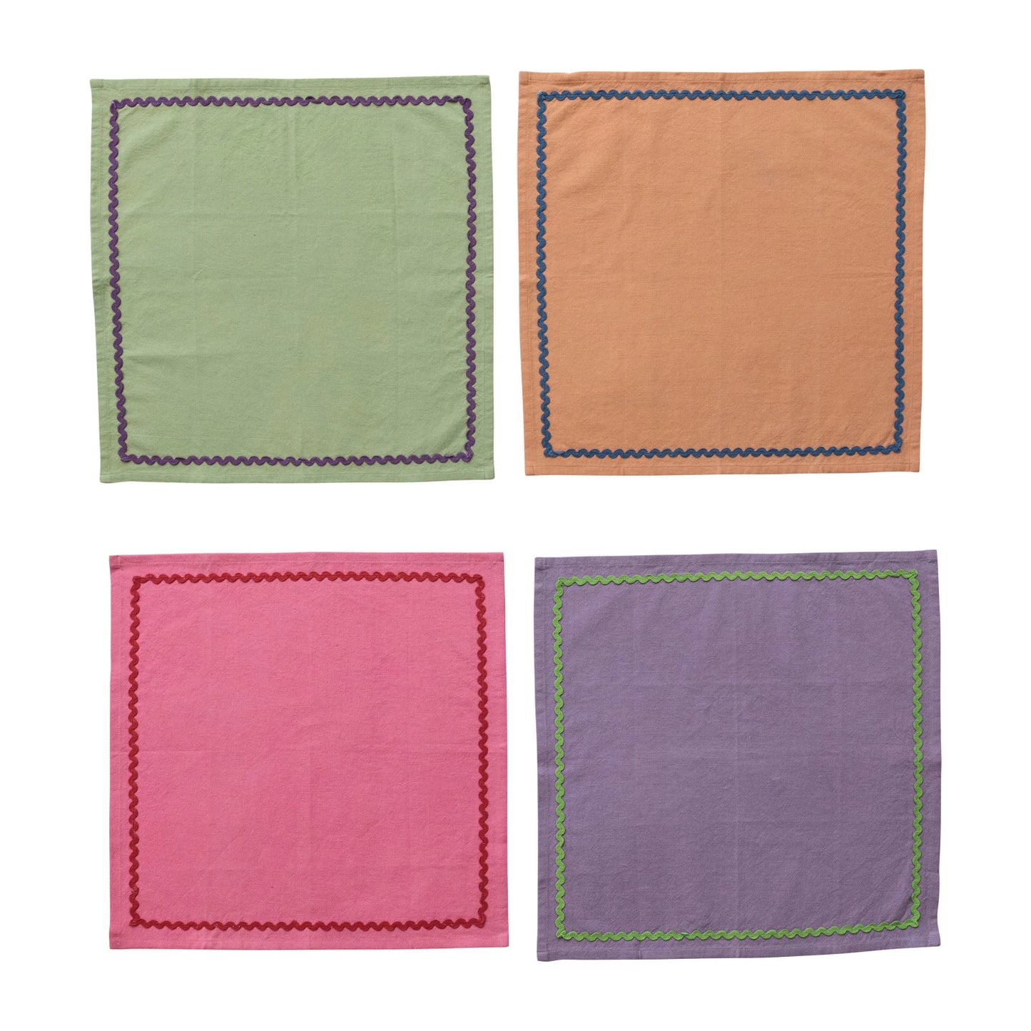 Square Cotton Napkins w/ Ric Rac Trim