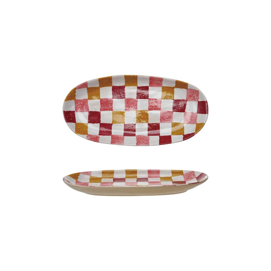 Checkered Oval Platter