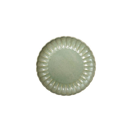 Stoneware Fluted Plate- Sage Green 8"