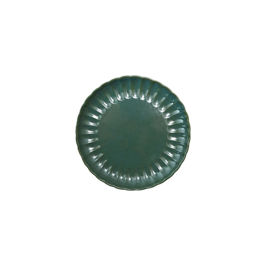 Stoneware Fluted Plate- Green 8"
