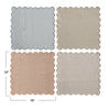 Cotton Printed Scalloped Napkins w/Check Pattern-S/4