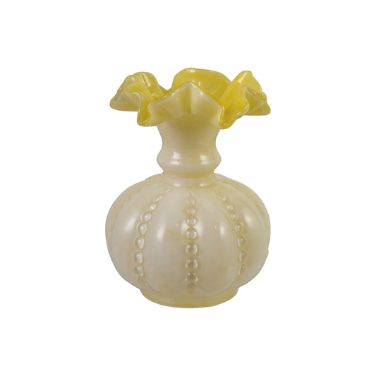 Ruffled Vase, Opaque Yellow & White
