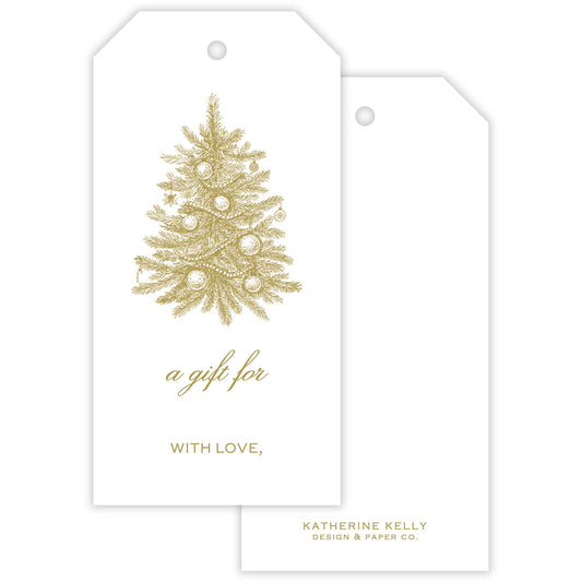 Gold Christmas Tree Fill-In Large Gift Tags