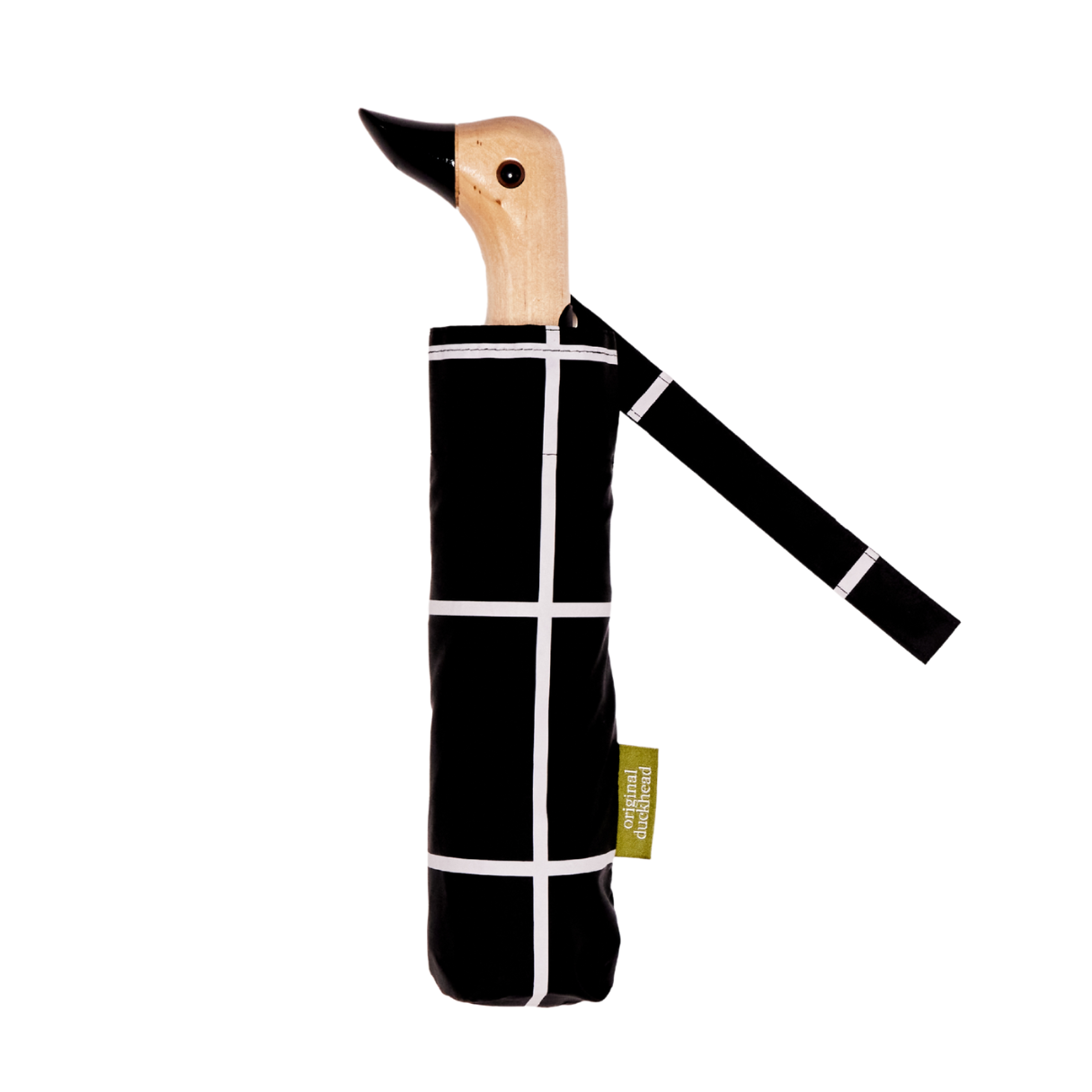 Stylish Black Grid Compact Eco-friendly Duck Umbrella