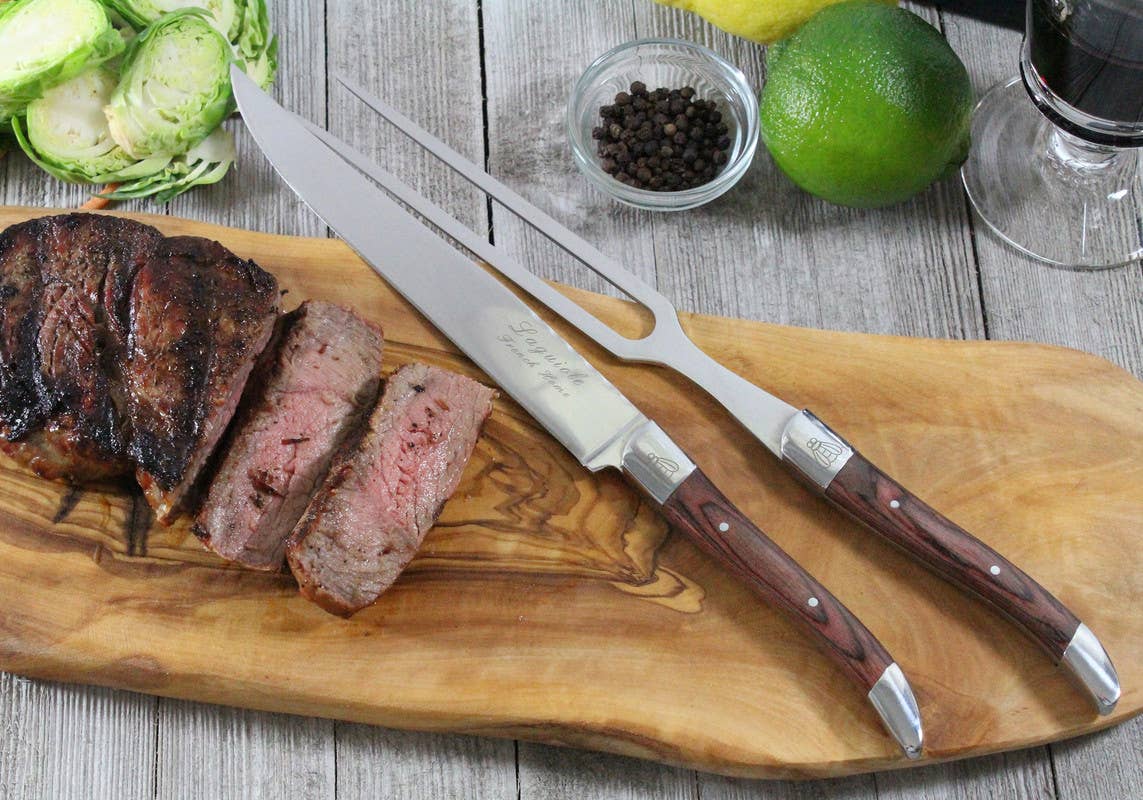 Laguiole-Pakkawood Carving Knife/Fork Set