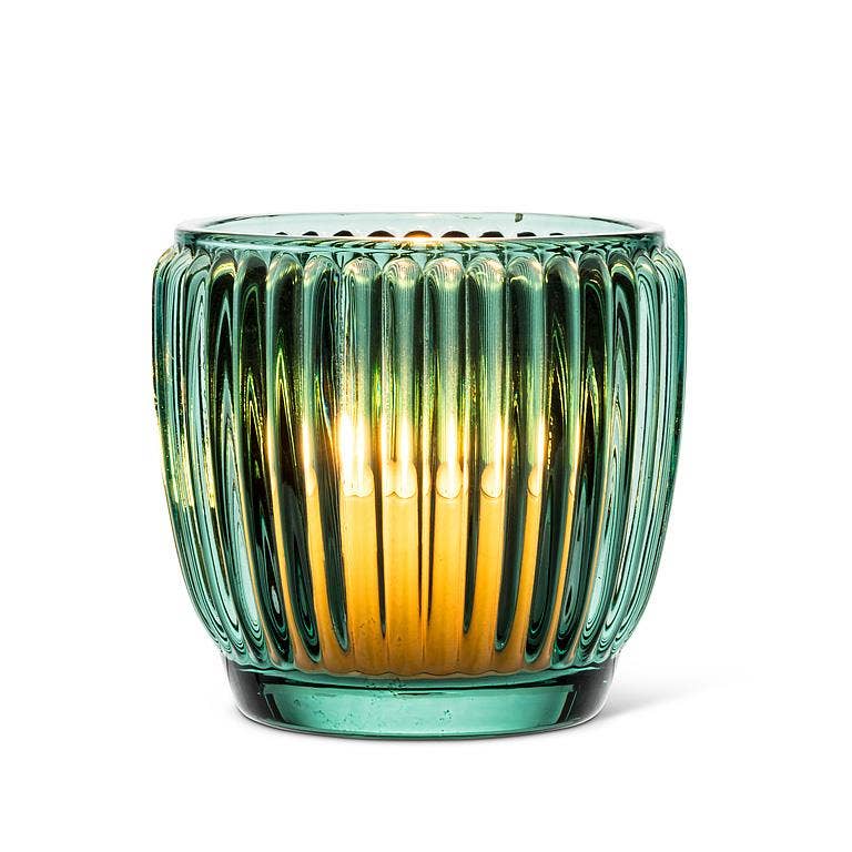 Small Green Ribbed Votive