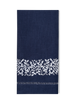 Jardin Linen Hand Towel: White on Taupe