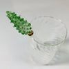 Green Pine Tree Blown Glass Cocktail Stirrer