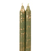 12" Decorative Taper 2pk: Moss Green w/ Gold