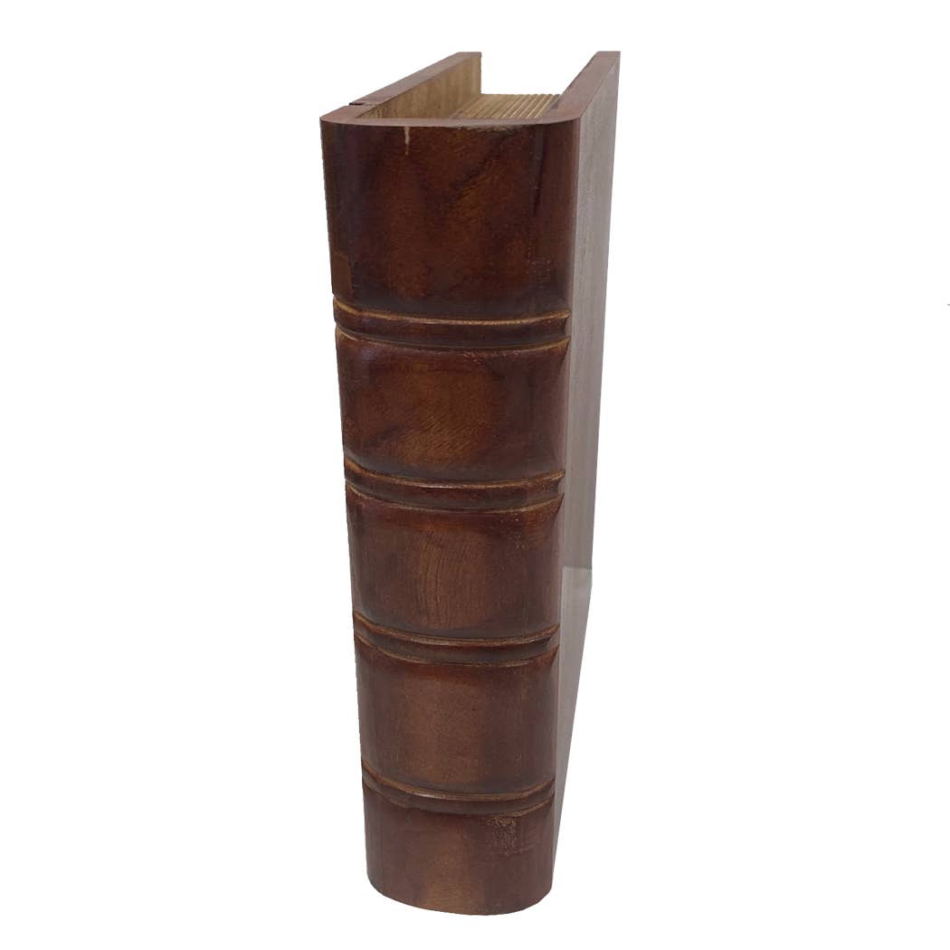 10" Brown Faux Leather Hollow Book Box