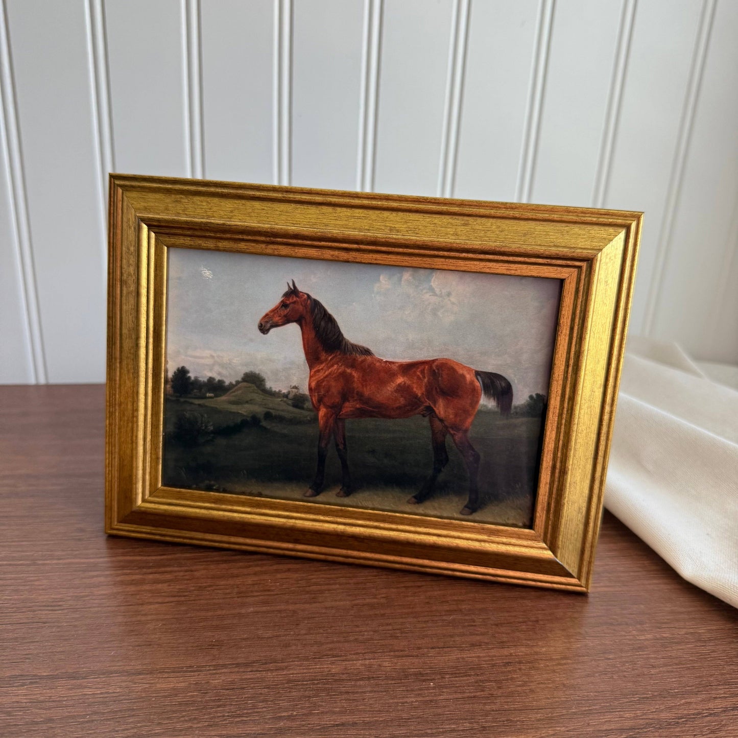 Vintage Style Brown Horse-Landscape Art Print