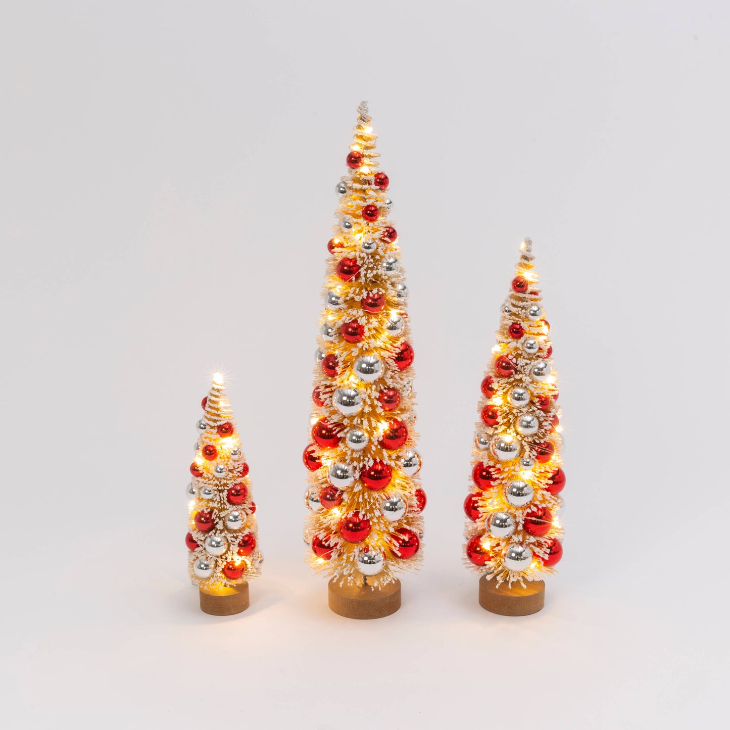 Lighted Holiday Bottle Brush Tree: Red, White