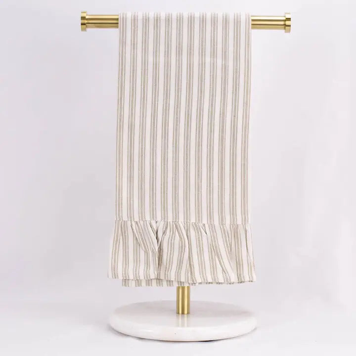 Ticking Stripe Ruffle Hand Towel