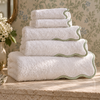 6pc Scallop Bath Towel Sets: Sage Piping