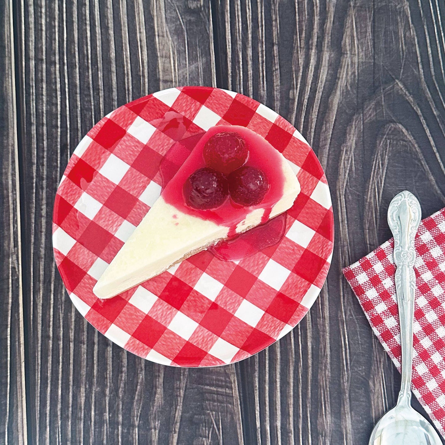 4-Piece Gingham 6" Melamine Plates, Red