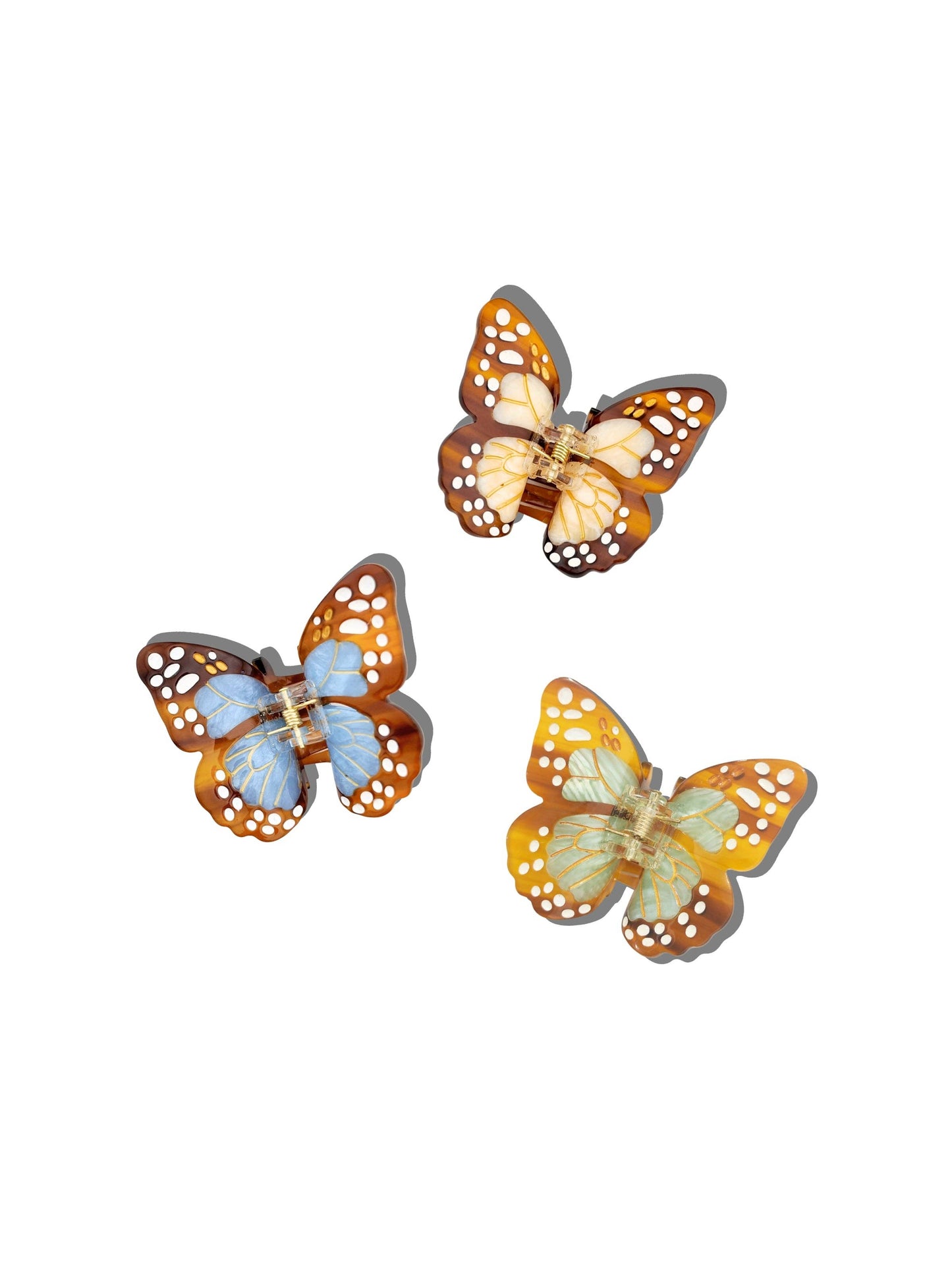 Hand-painted Mini Boho Monarch Claw Hair Clip -Brown