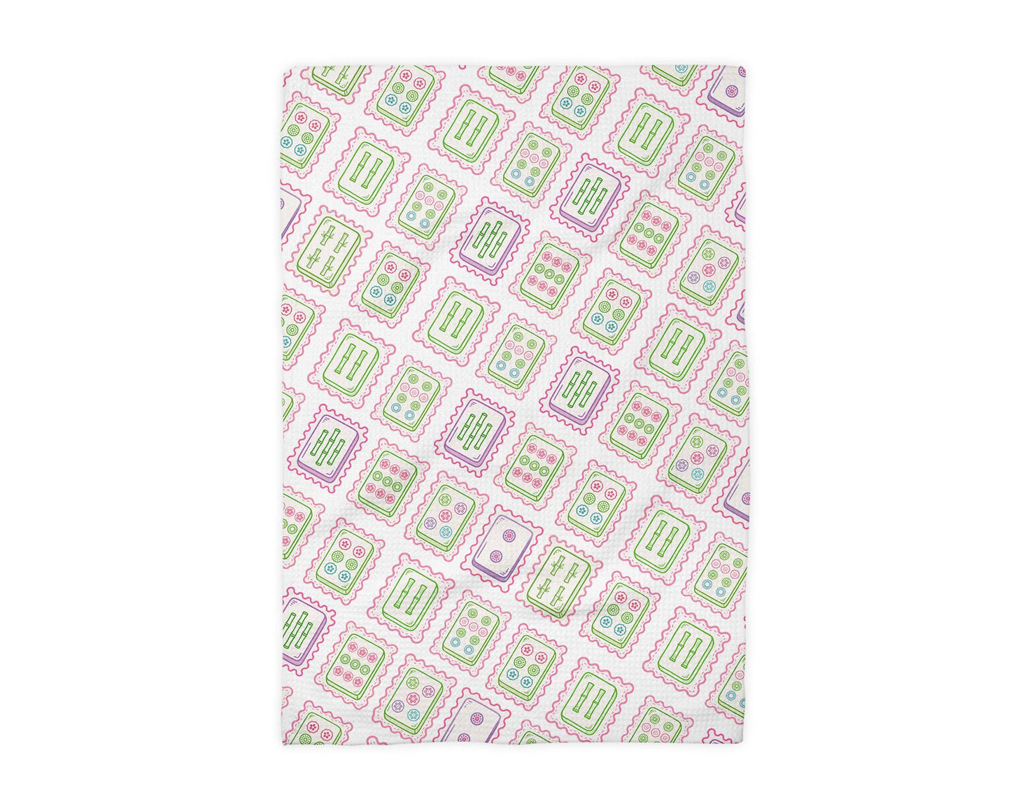 Mahjong Kitchen Towel - Pink/Green