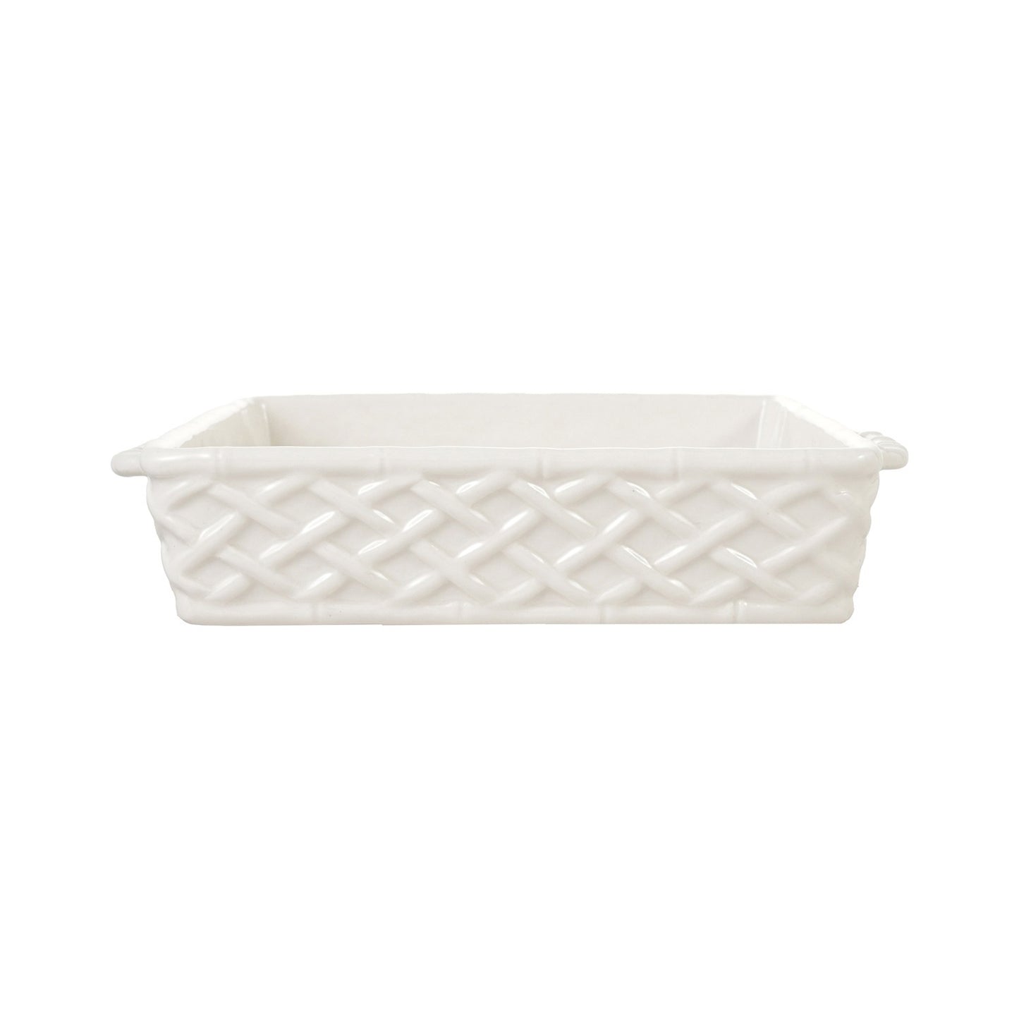 Stoneware Basketweave Baker w/ Handles