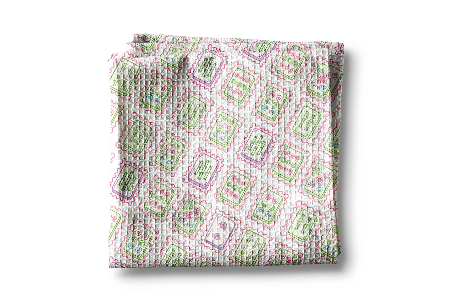 Mahjong Kitchen Towel - Pink/Green